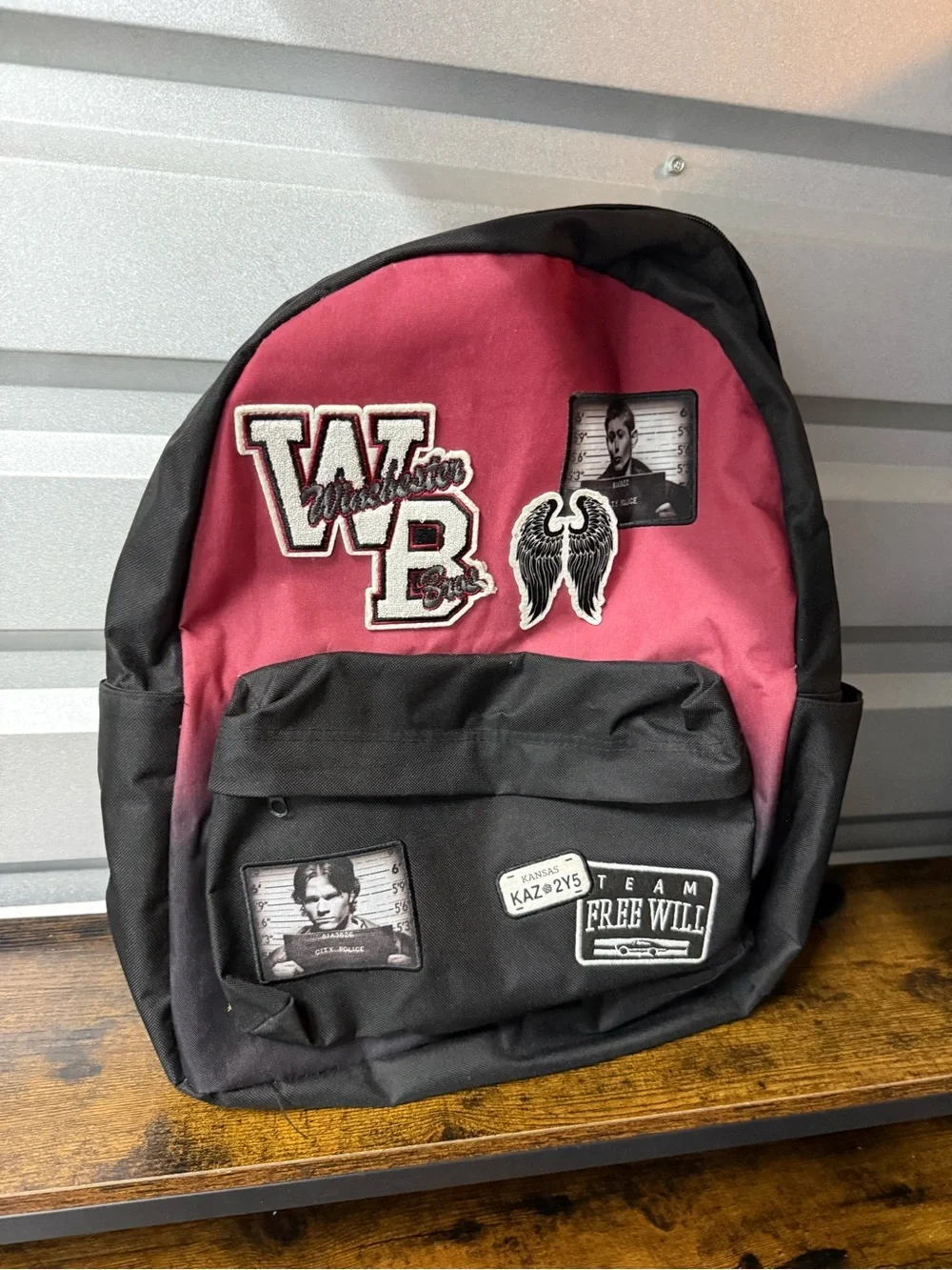 Supernatural Winchester Bros Sam & Dean Patches Black & Red Backpack